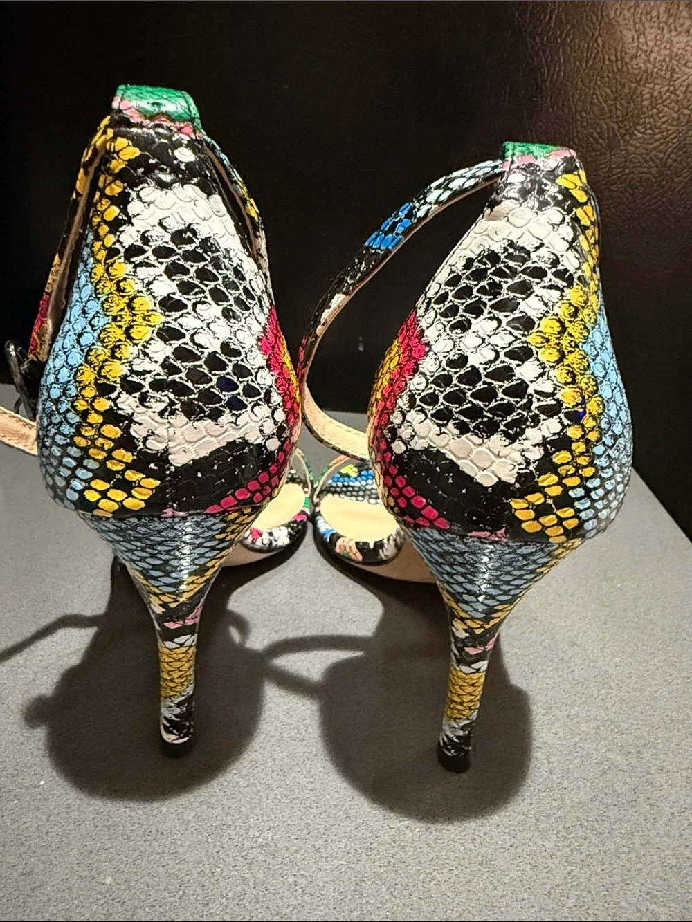 Neiman Marcus snakeskin multi colored heels in a size 61/2M - Picture 3 of 7